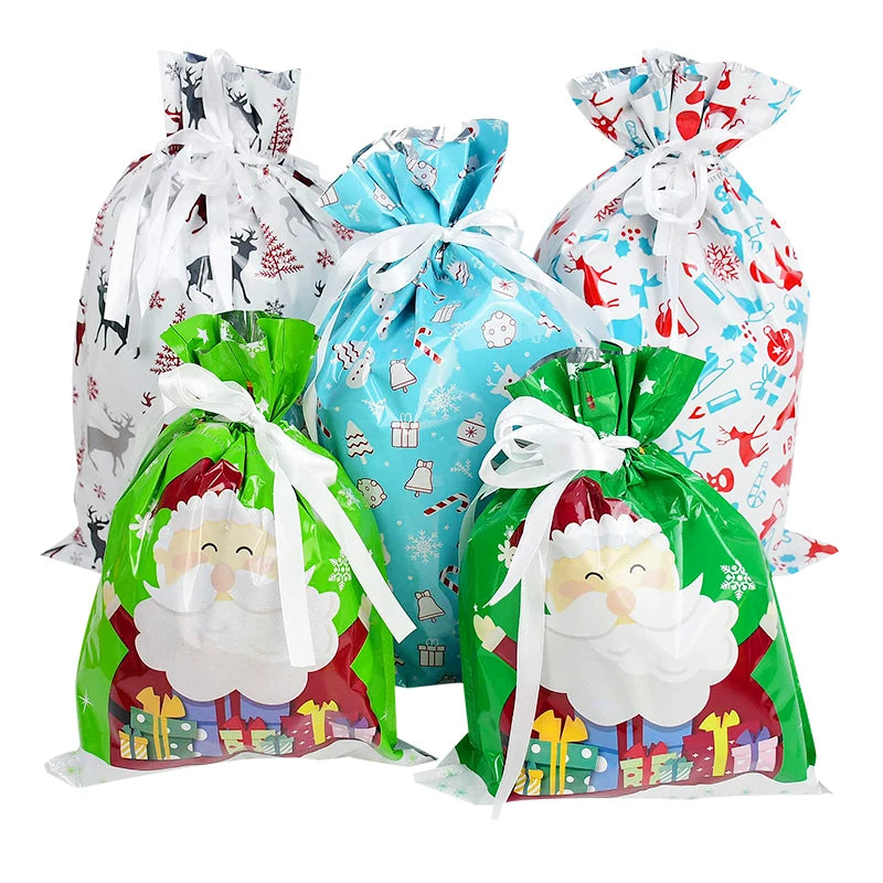 Drawstring Merry Christmas Santa Claus Gift Bags