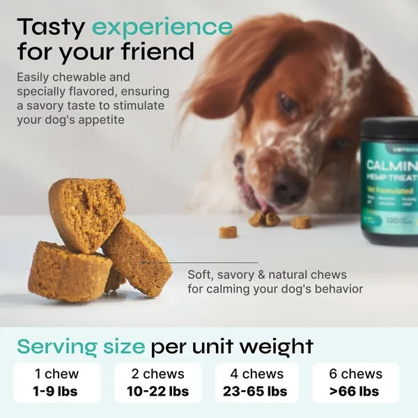 Duck flavor calming treats for dogs with hemp oil