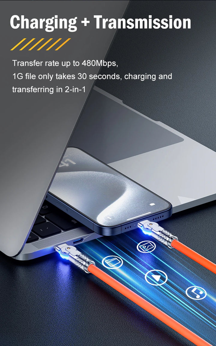 Durable 180° Rotating USB-C Elbow Cable

