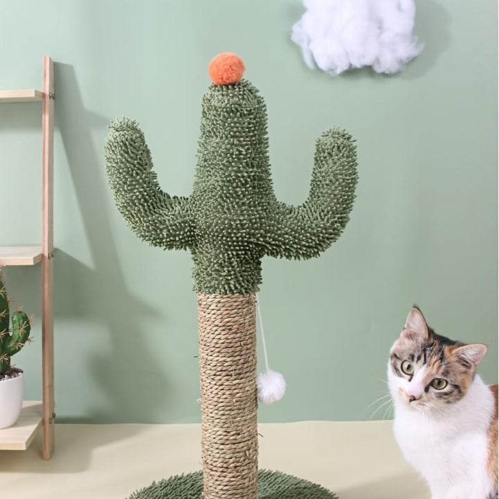 Durable cactus cat scratching post with base