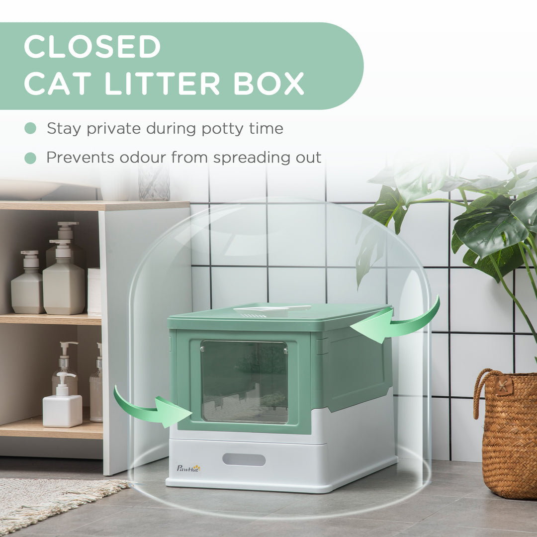 Durable enclosed litter box for indoor cats