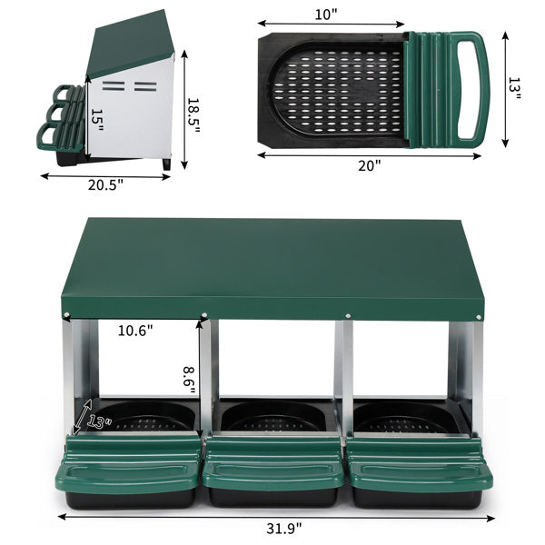 Durable poultry feeder with three compartments