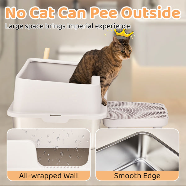 Durable steel litter box with shovel