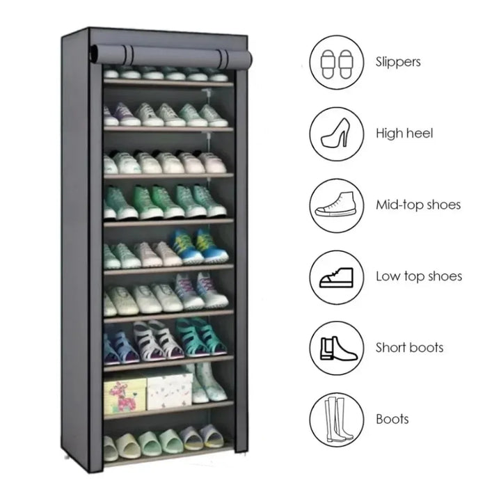 Dustproof Shoe Rack for Multilayer Storage in Small Spaces