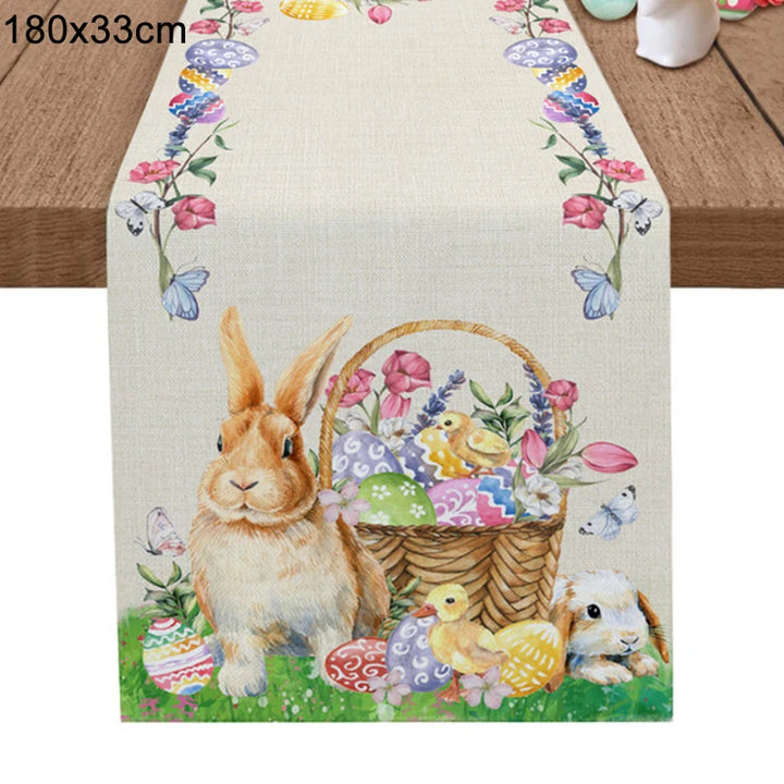 Easter party supplies with bunny table runner