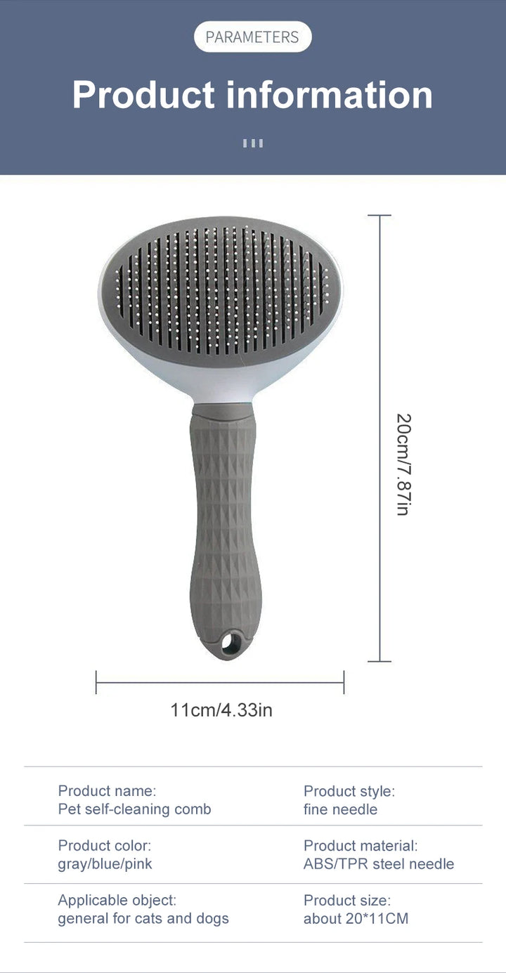 Easy-grip dog grooming brush