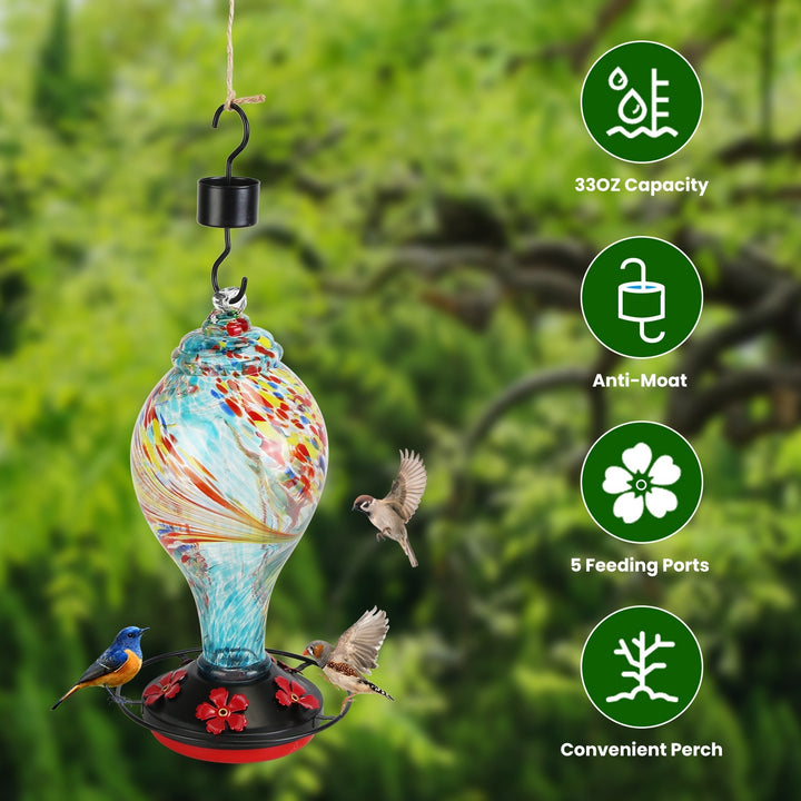 Easy clean 33OZ glass bird feeder