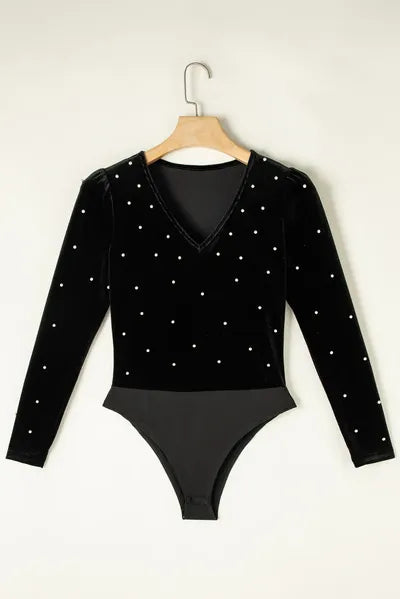 Elegant Pearl V-Neck Bodysuit