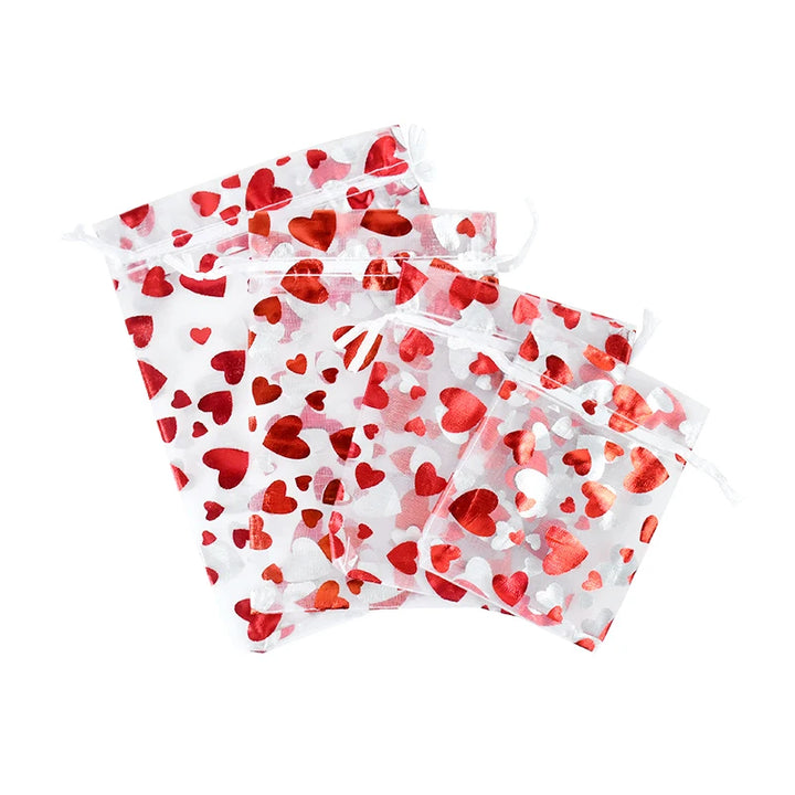 Elegant red heart organza bags