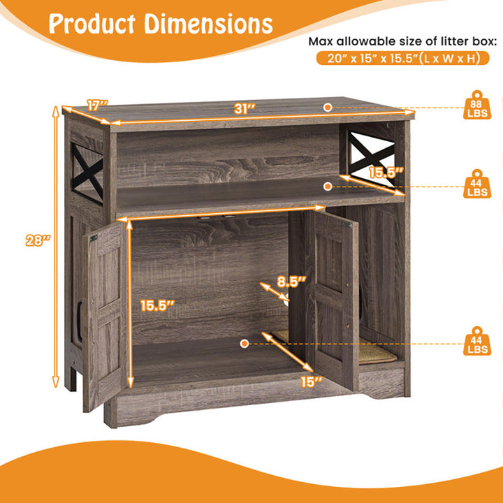 Enclosed litter box with storage shelf