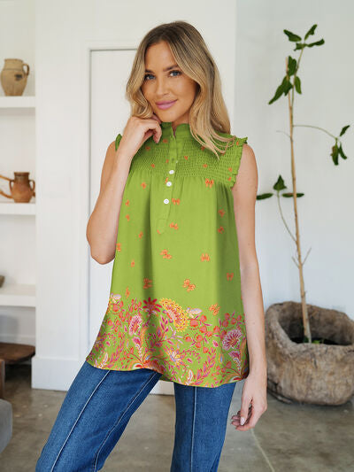 FAM-FAM Ruffle Mock Top in lime 
