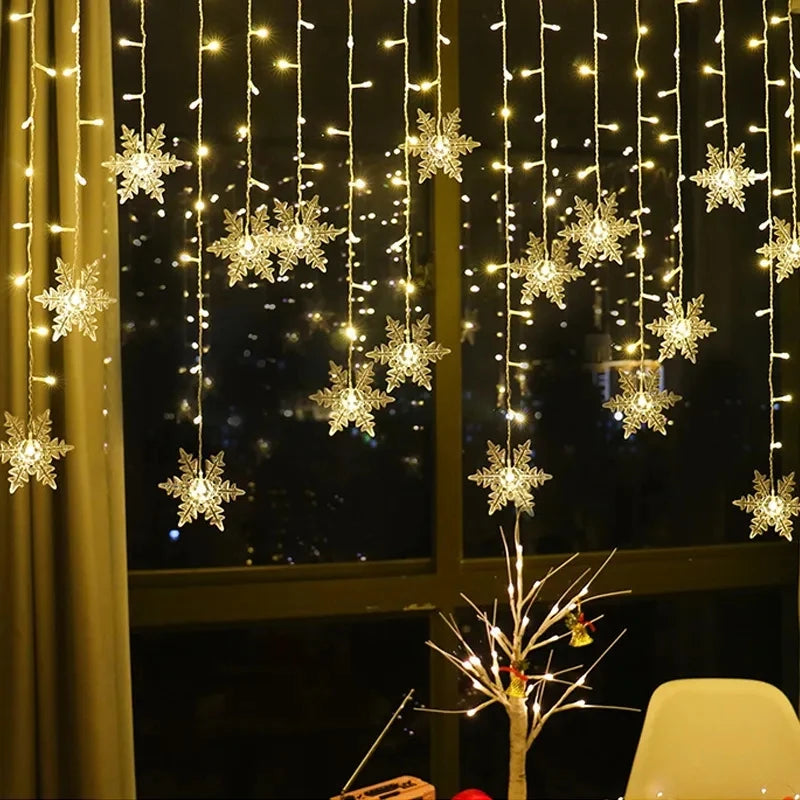 Fairy String Lights Snowflake Curtain Outdoor