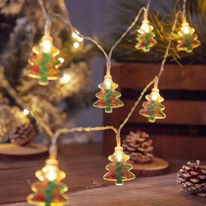 Fairy light garland with Christmas tree pattern