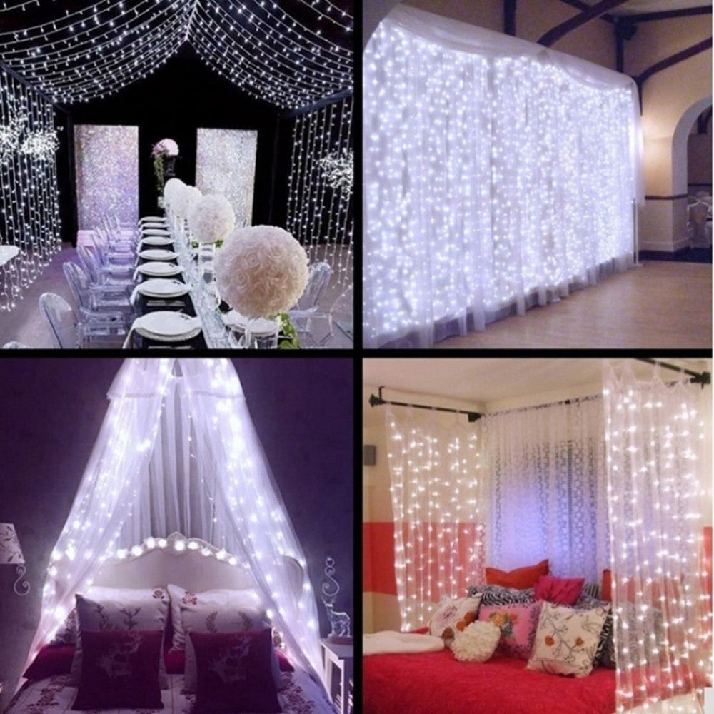 Fairy lights hanging for wedding venue