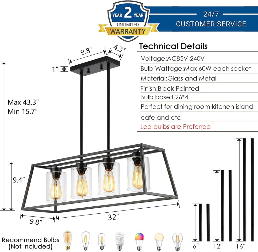 Farmhouse Style Black Chandelier