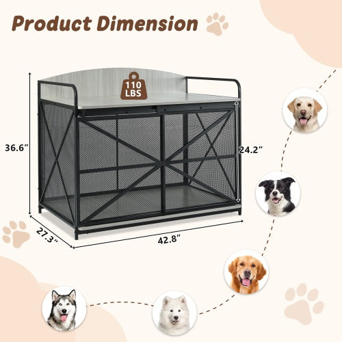 Farmhouse dog crate furniture for pets