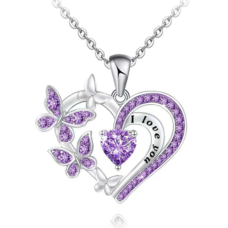 Fashion butterfly heart pendant necklace