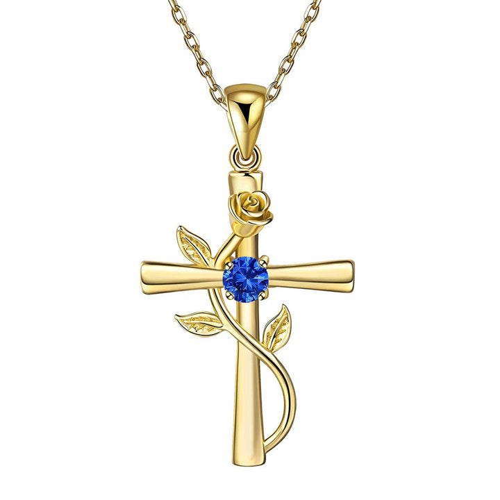 Fashion rose cross pendant necklace