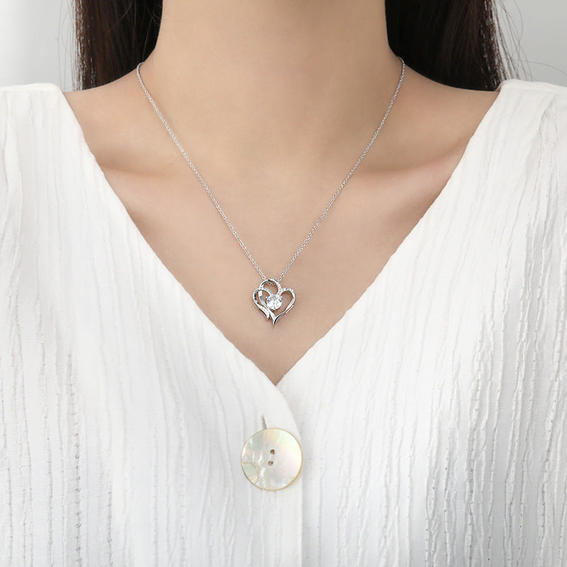 Fashion zircon double love necklace