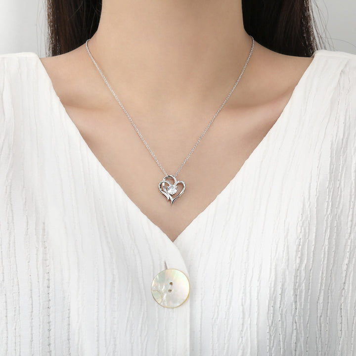 Fashion zircon double love necklace