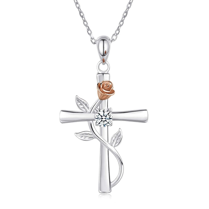 Fashionable rose cross necklace women
