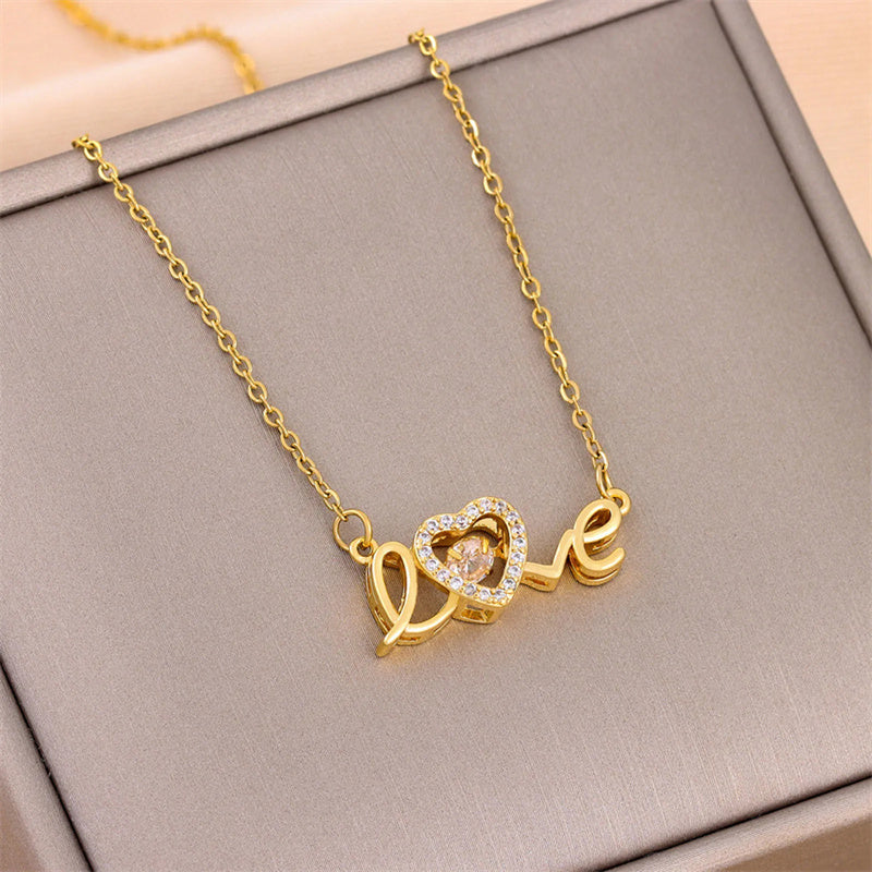 Fashionable titanium steel love necklace