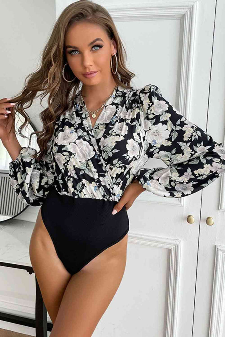 Feminine Floral Puff Bodysuit