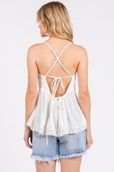 Feminine Lace Detail Strappy Tank
