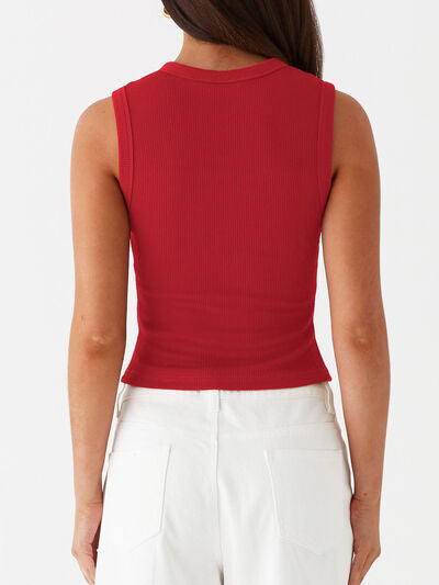 Feminine Ribbed Button Camisole
