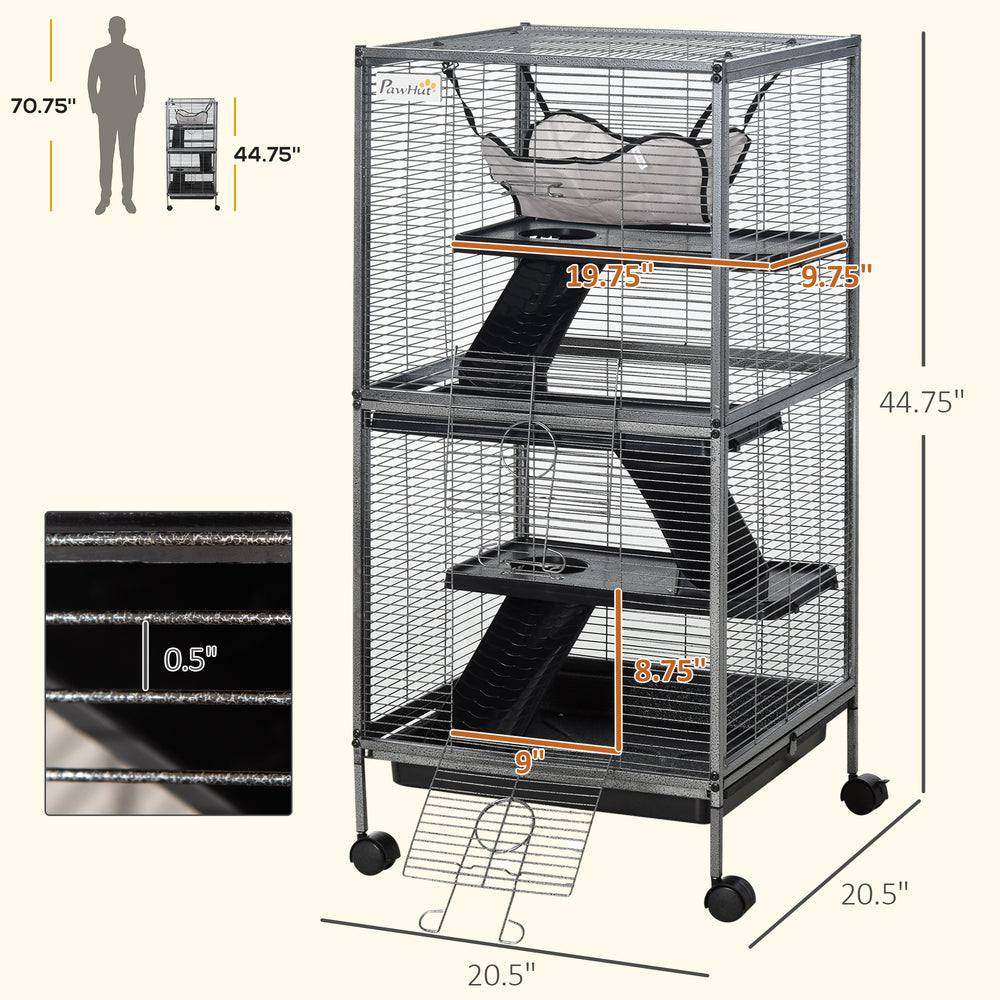 Ferret cage with hammock and tray