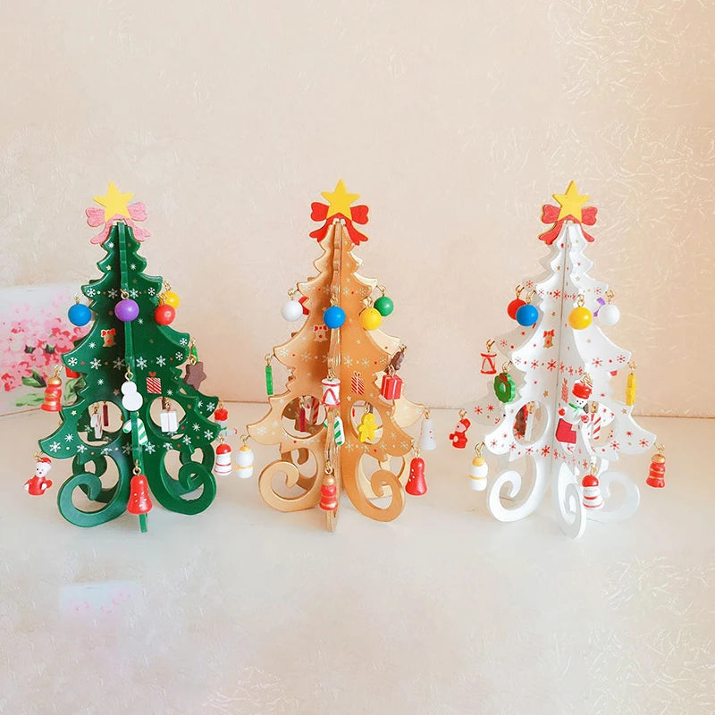 Festive 3D wooden Christmas tree centerpiece