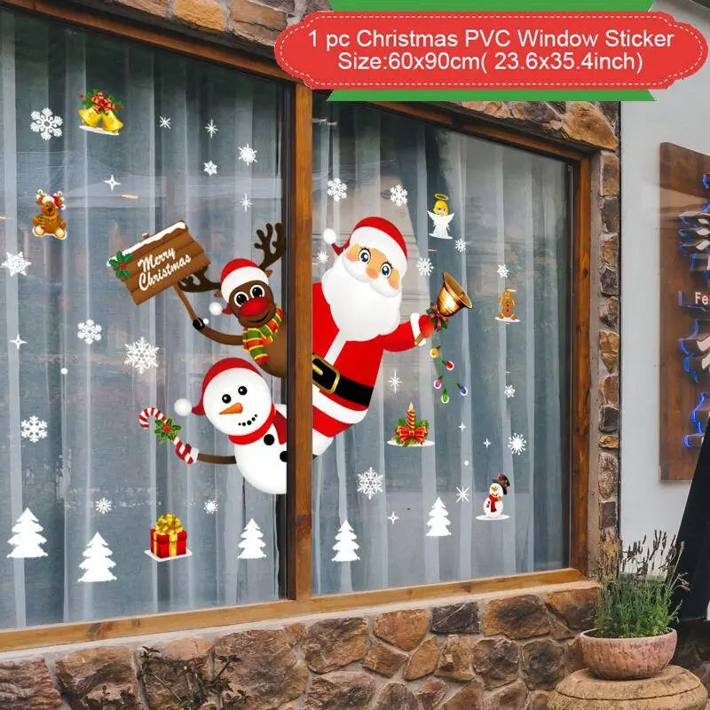 Festive Christmas ornament window stickers