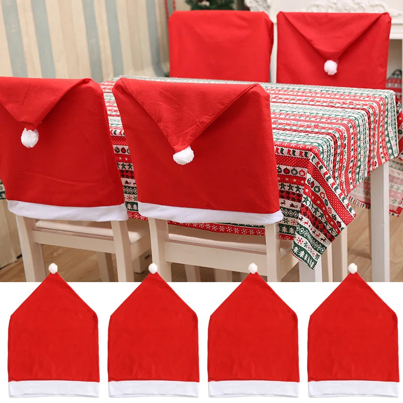 Festive dining decor with holiday chair covers