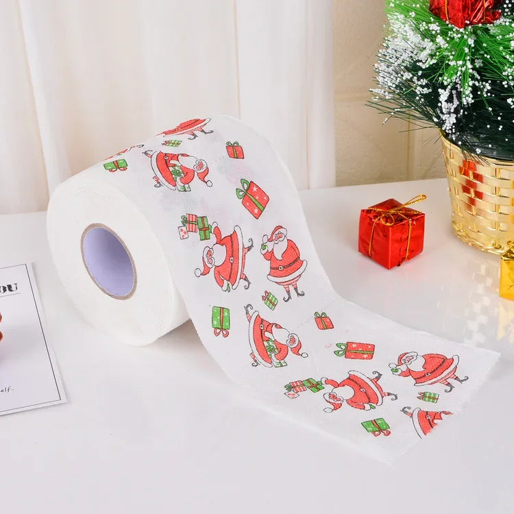 Festive wood pulp toilet paper rolls