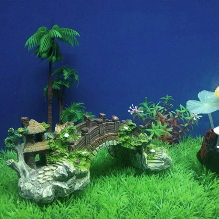 Fish Tank Cave Ornament with Bridge