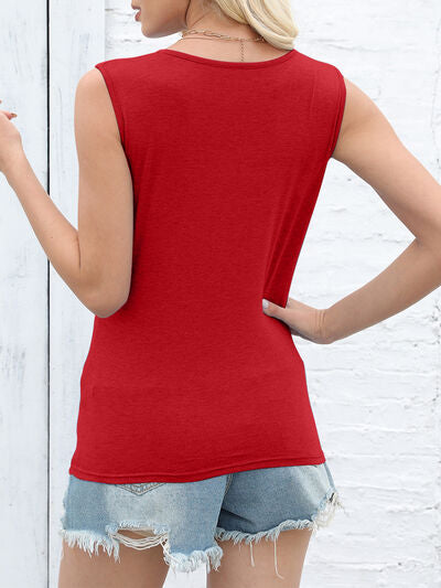 Fitted Cutout Neck Tank Top
