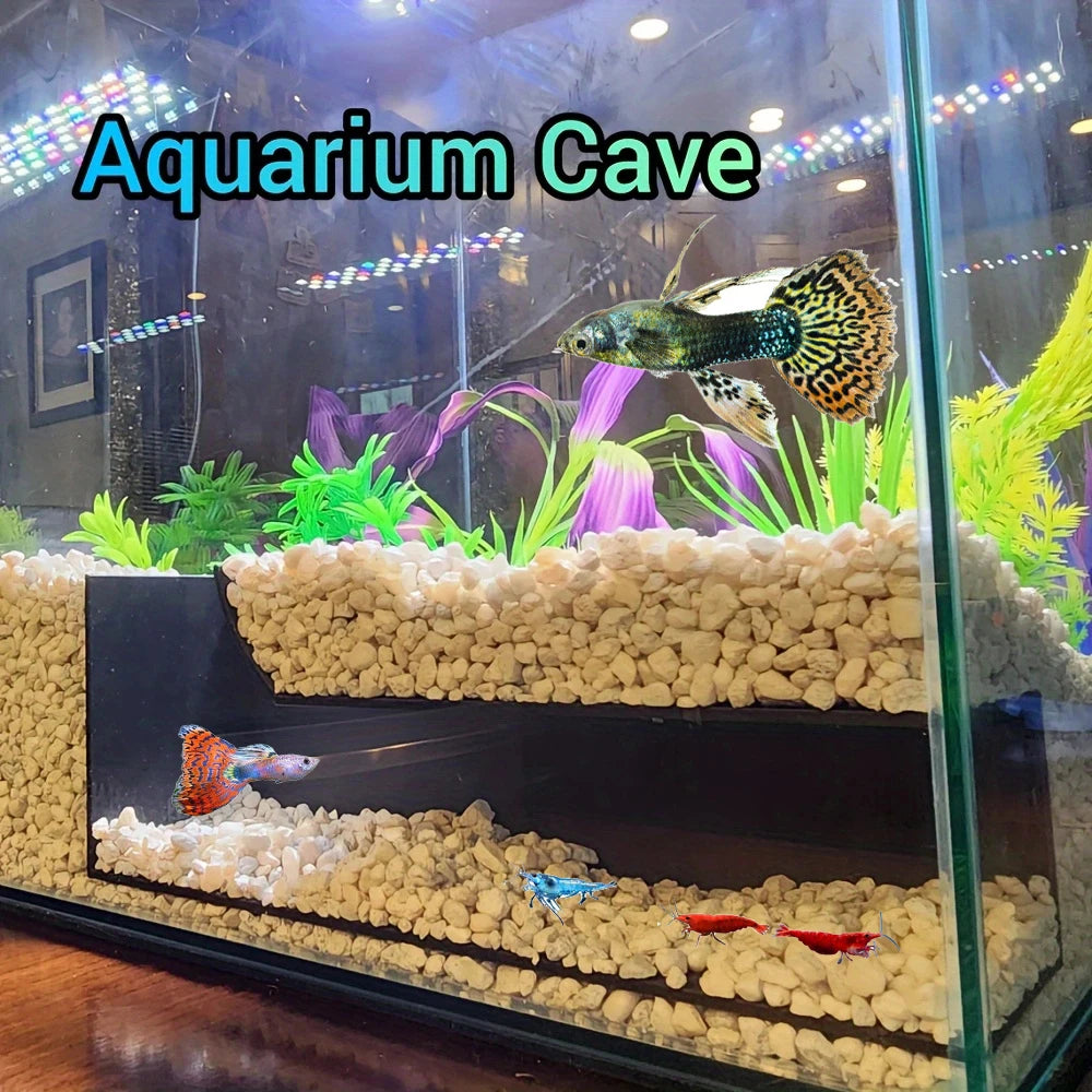 Flat aquarium cave hideout for fish.