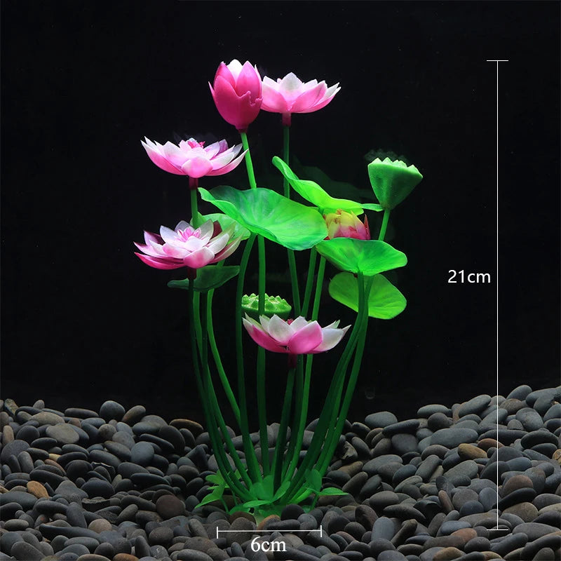 Floating Plastic Aquarium Plant pink in green 