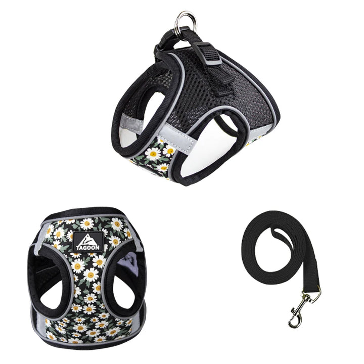 Floral Design Pet Harness Set