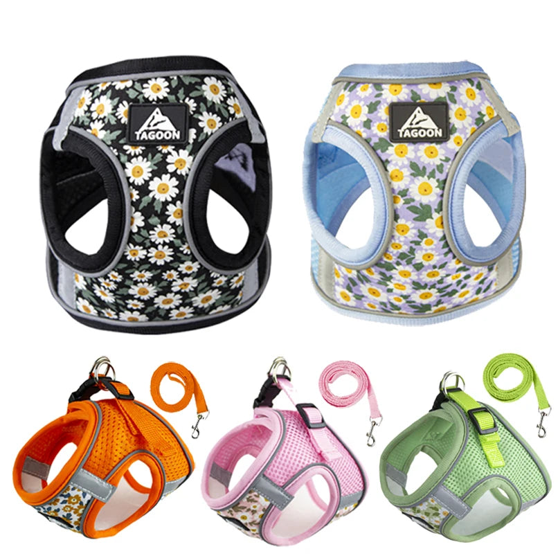 Floral Puppy Harness Anti-Escape Design