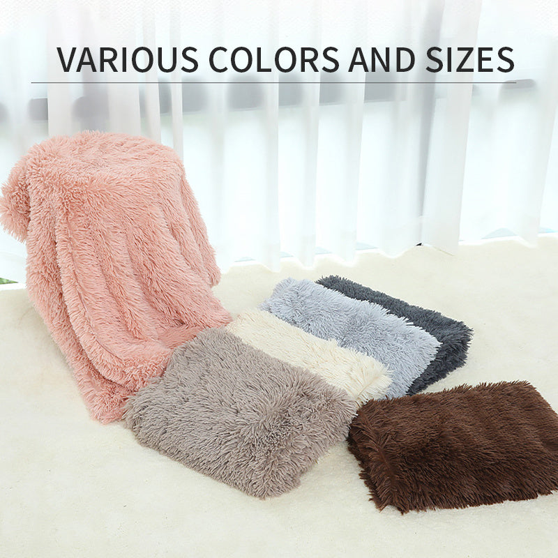 Fluffy blankets in various colors and sizes