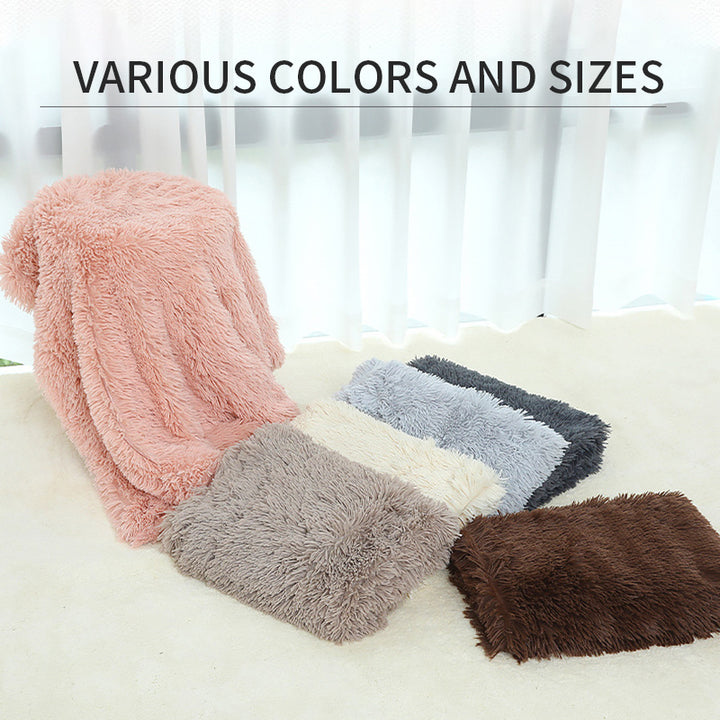 Fluffy blankets in various colors and sizes