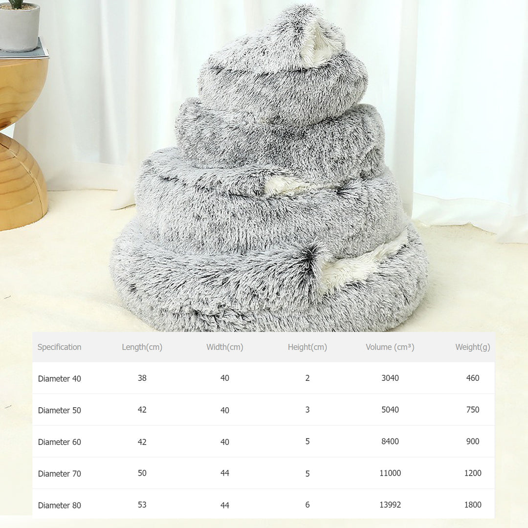 Fluffy round pet bed for cats