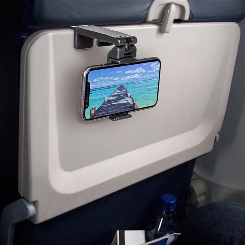 Foldable airplane phone holder