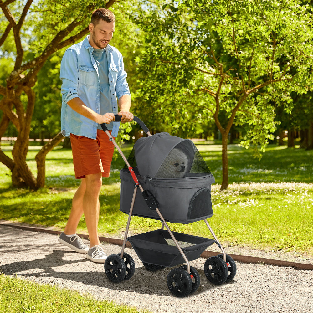 Foldable dog stroller with carrier
