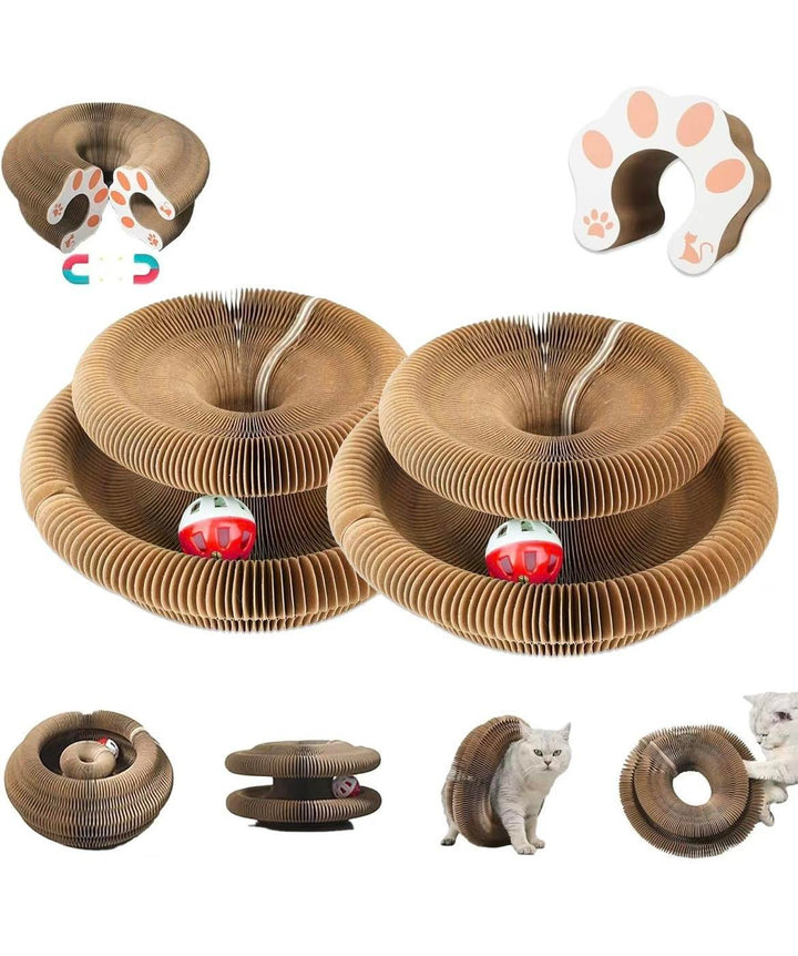 Foldable wood grain cat scratcher