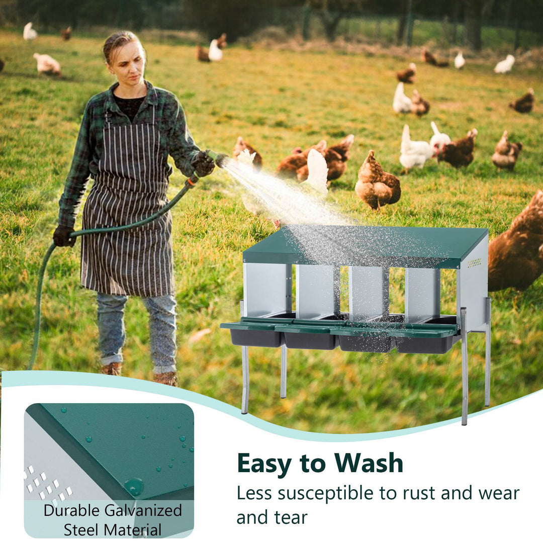 Four-compartment hen nesting box