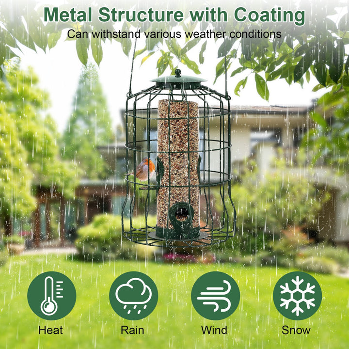 Four-port bird feeder for outdoor use