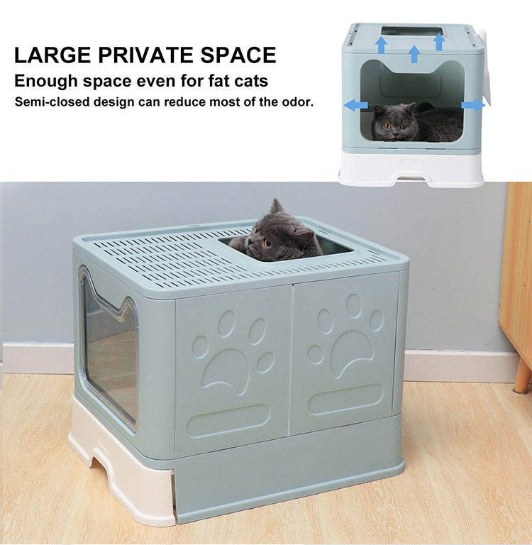 Front entry litter box for cats