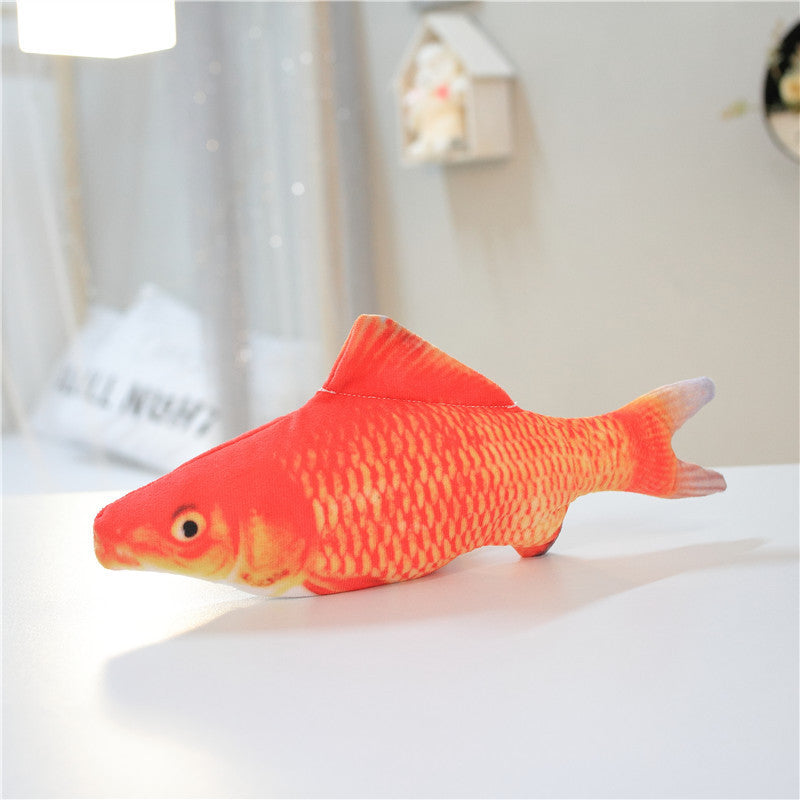 Funny electric fish toy for playful cats in red 